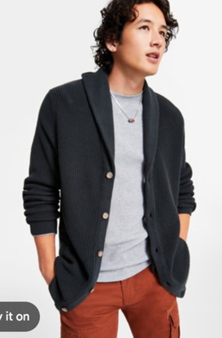 NWT Sun & Stone Mens Gray Button Cardigan Size Large